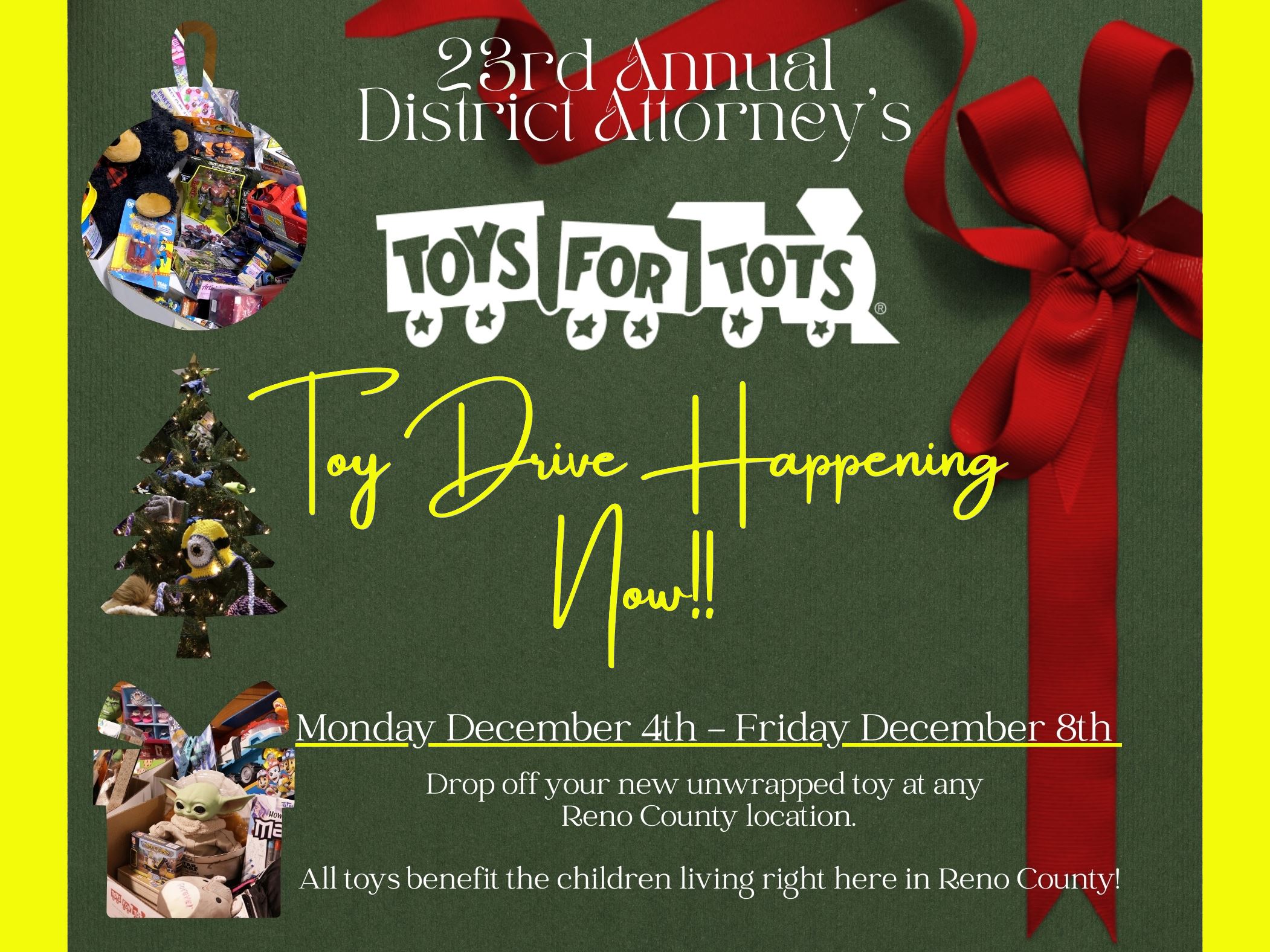Toys For Tots Christmas Toy Drive this week until Friday Dec. 8th! - News Image